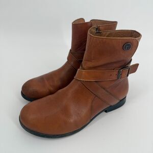 Birkenstock Collins Boots Mid Brown Tan Strap Boho Leather Women Sz 38 US 7-7.5
